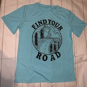 Blue “find your road” t-shirt